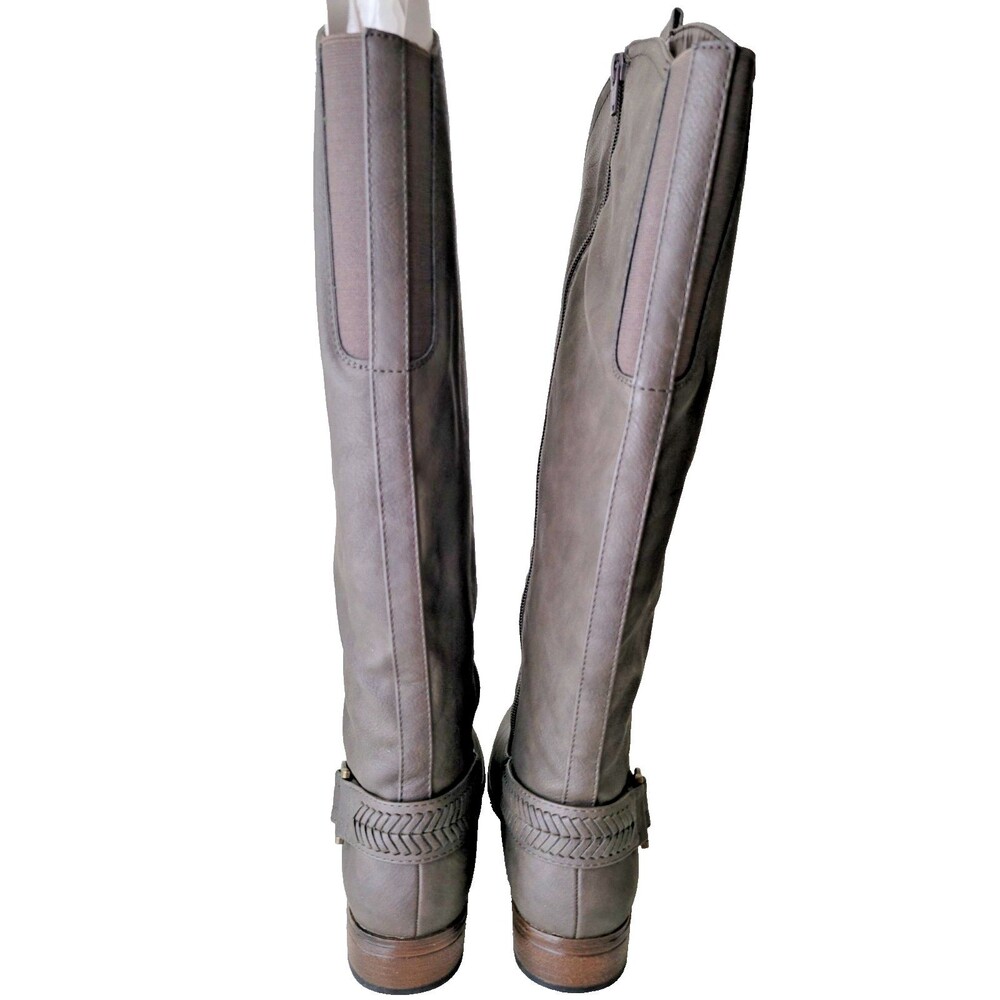 G.H. Bass & Co. Adrina Knee High Leather Riding Boots Gray Brown Wide Calf W 9M - Picture 3 of 16